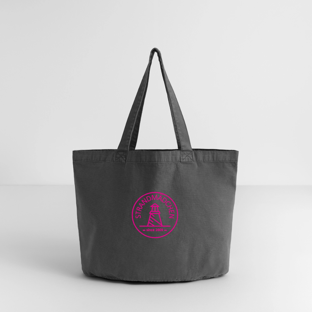 Vintage-Washed Shopper STRANDMÄDCHEN - Vintage Schwarz