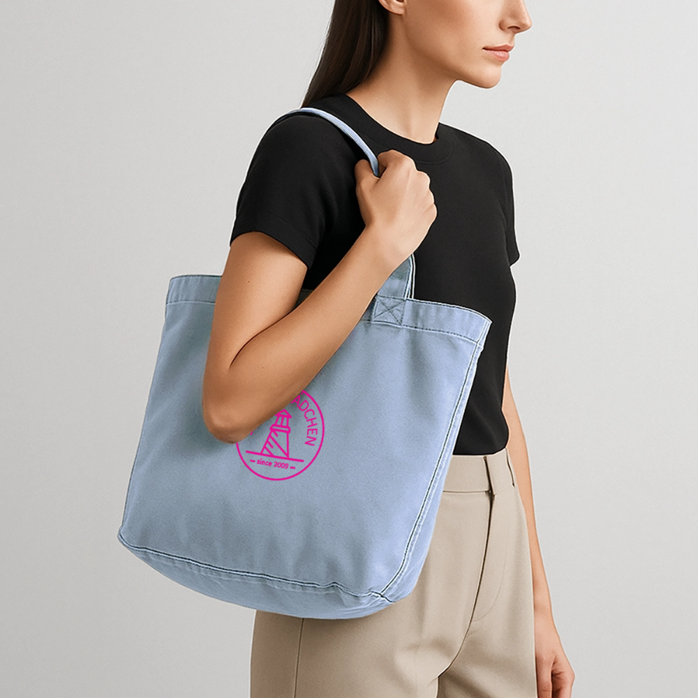 Vintage-Washed Shopper STRANDMÄDCHEN - vintage light blue