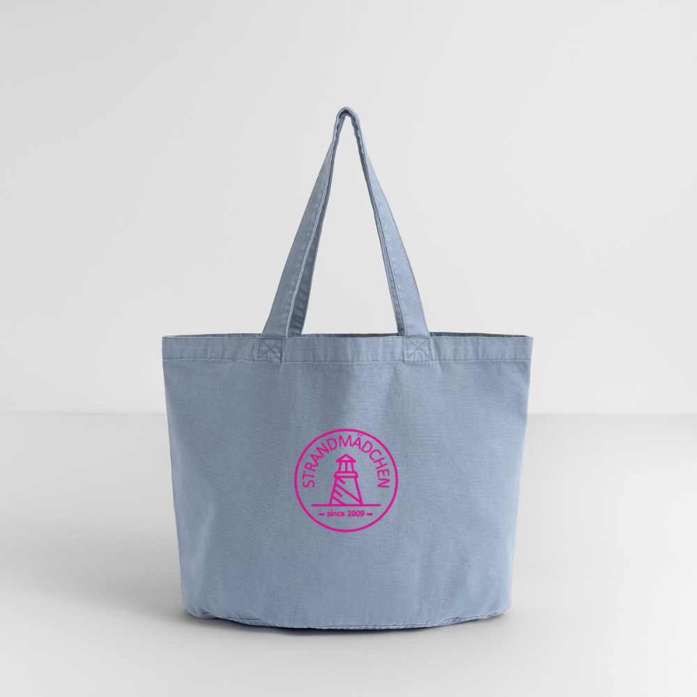 Vintage-Washed Shopper STRANDMÄDCHEN - vintage light blue
