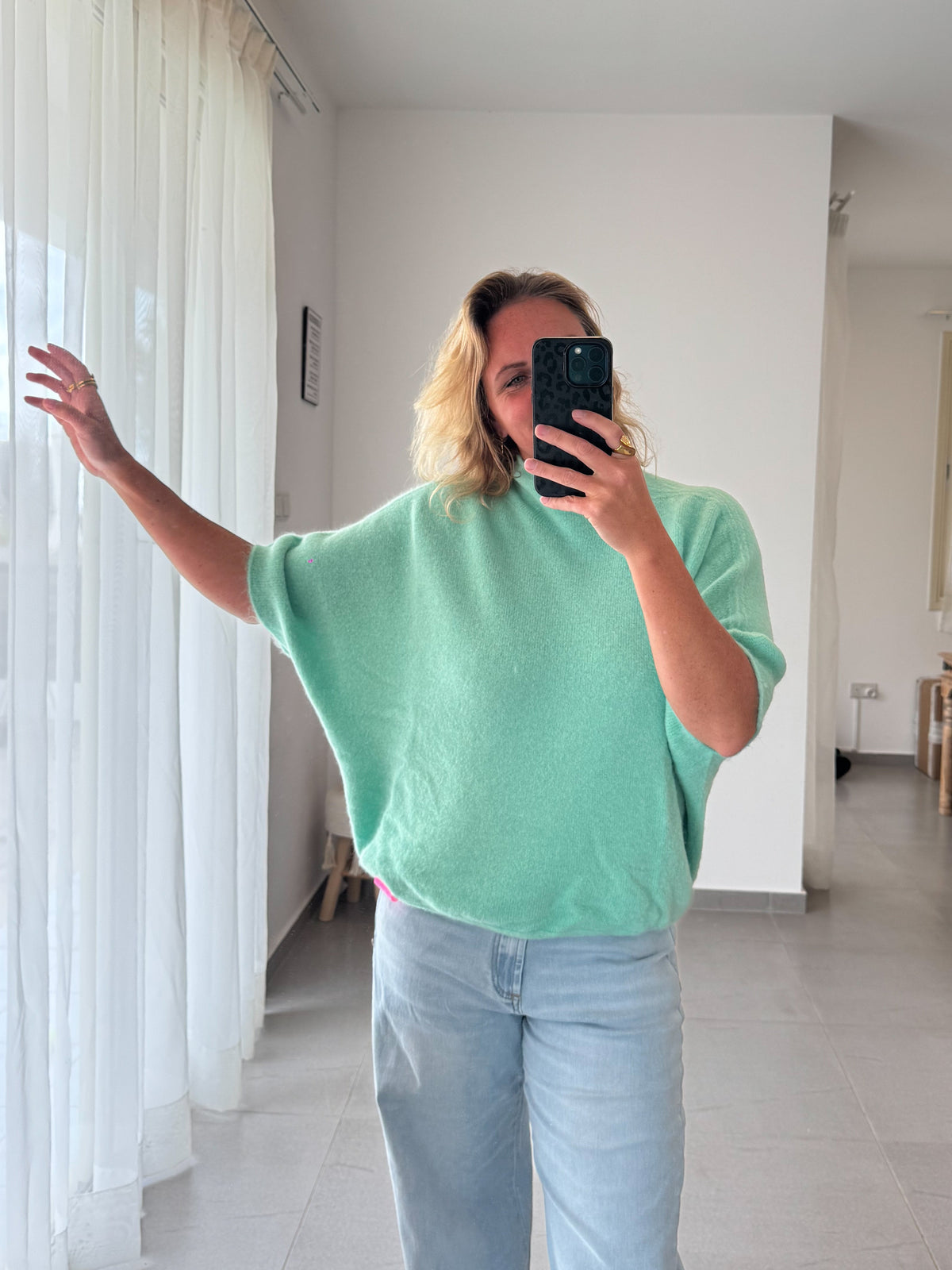 Oversize Poncho-Pulli mit Alpaka