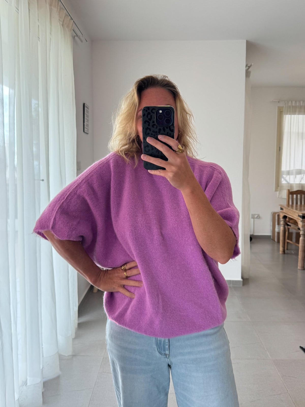 Oversize Poncho-Pulli mit Alpaka