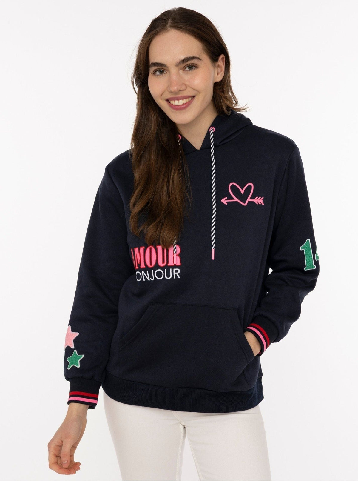 Zwillingsherz Hoodie BONJOUR, blau