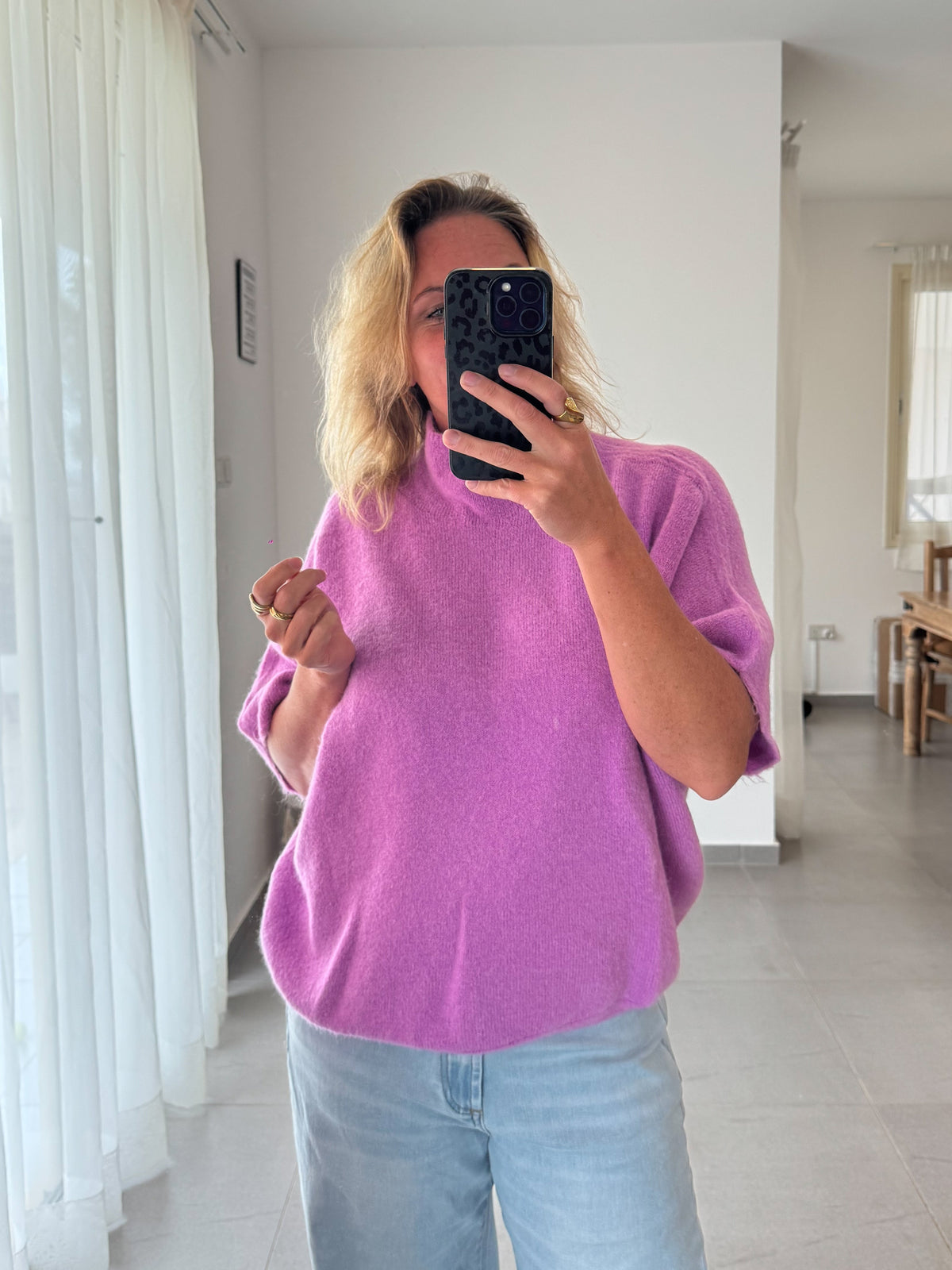Oversize Poncho-Pulli mit Alpaka