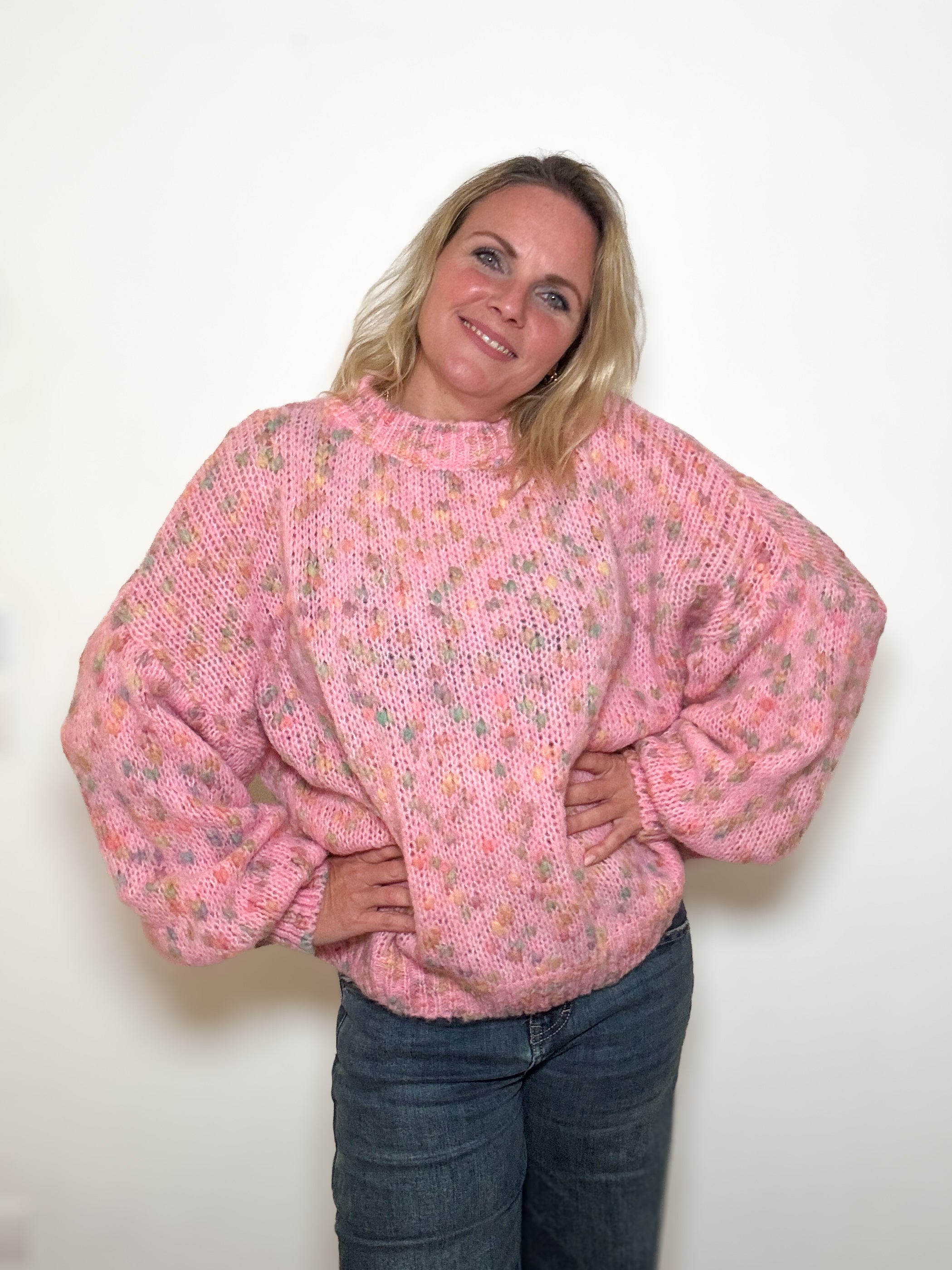 Oversize Strickpulli mit Bouclé