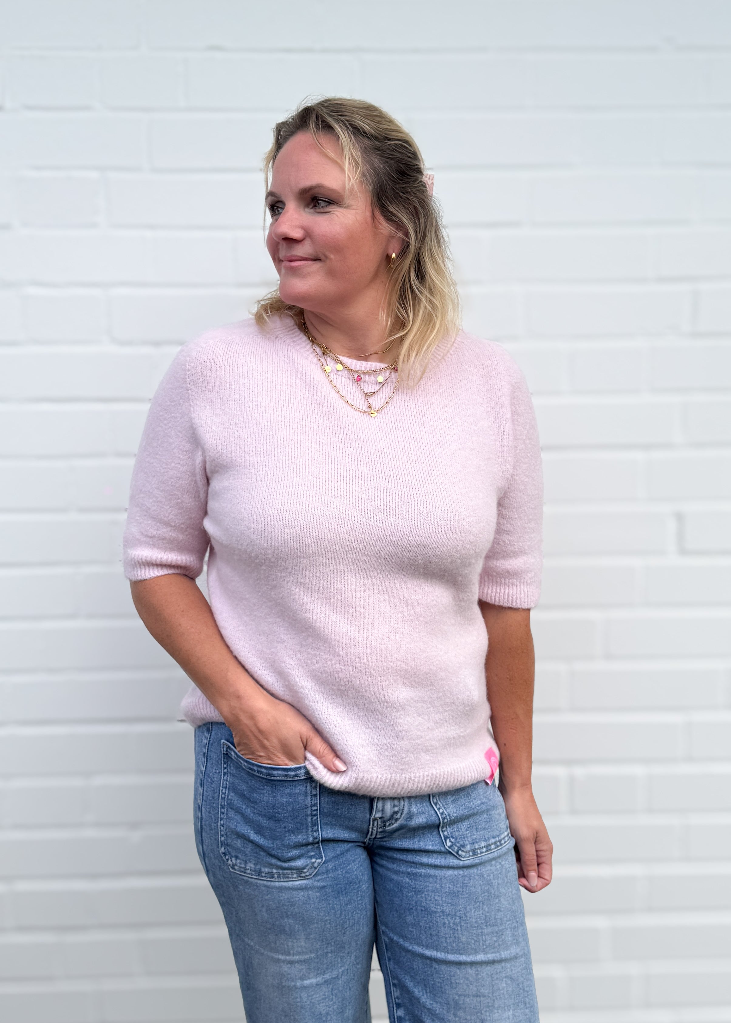 Alpaka Pulli mit Halbarm