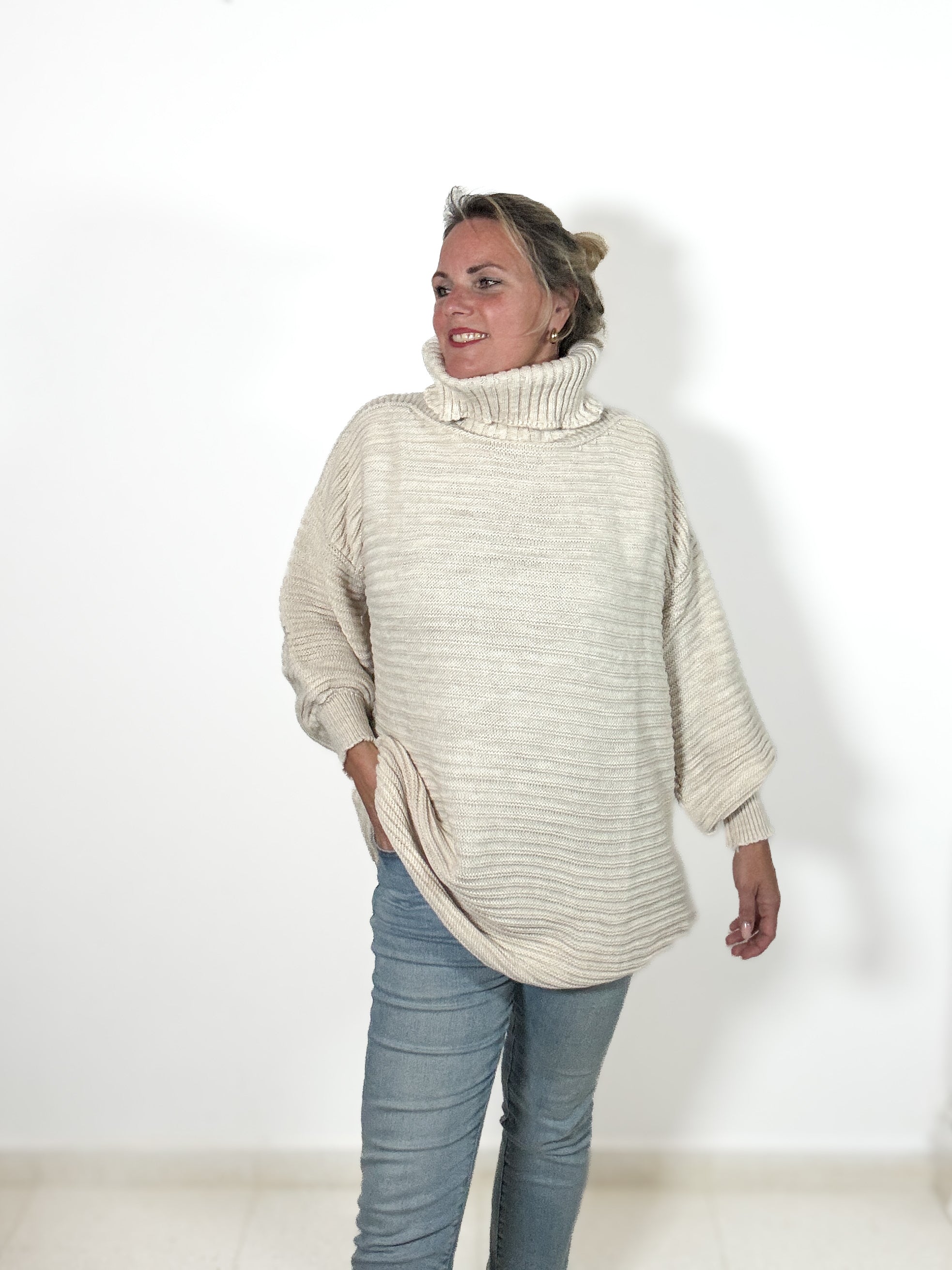 Oversize Strickpulli mit Rollkragen