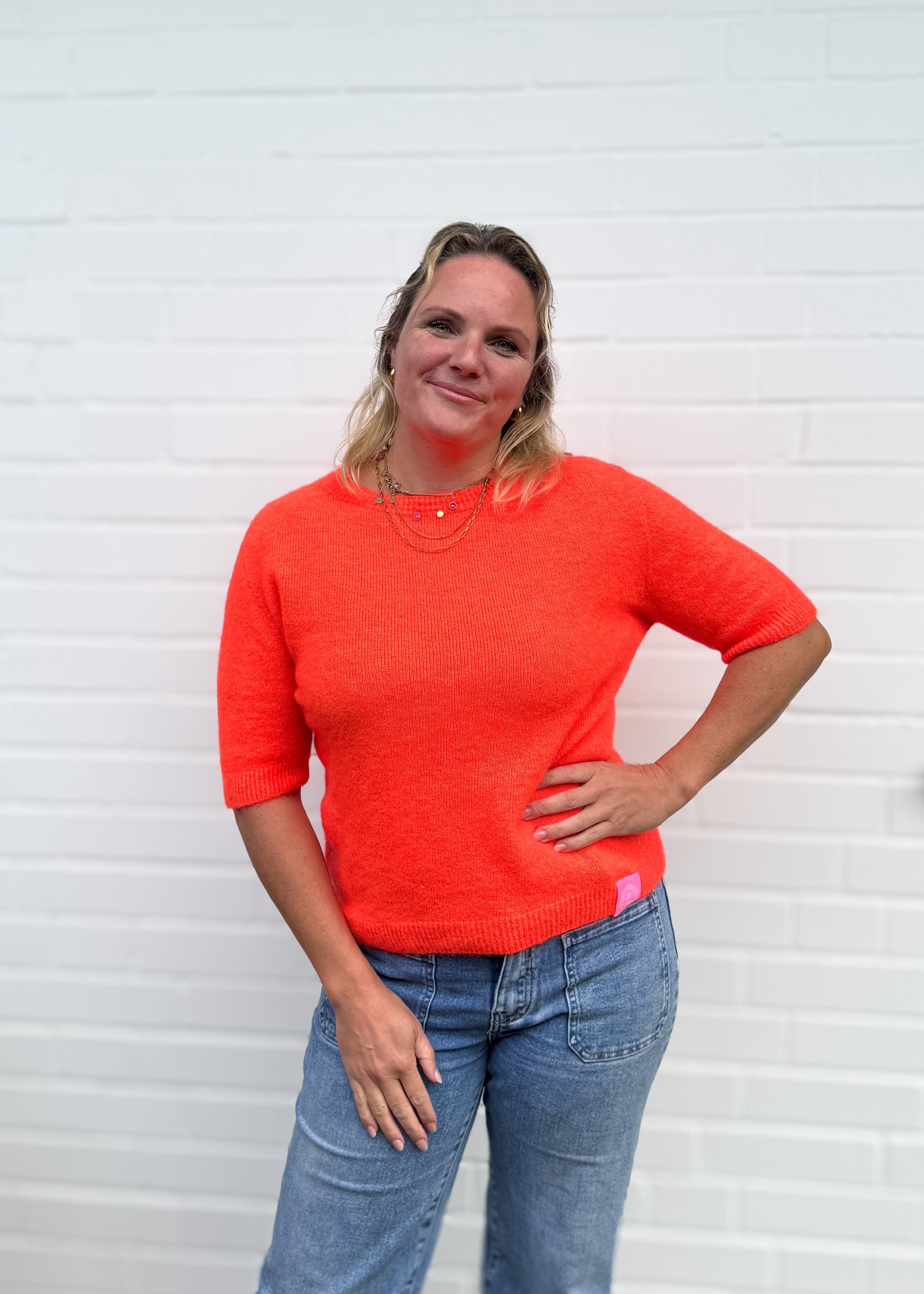Alpaka Pulli mit Halbarm