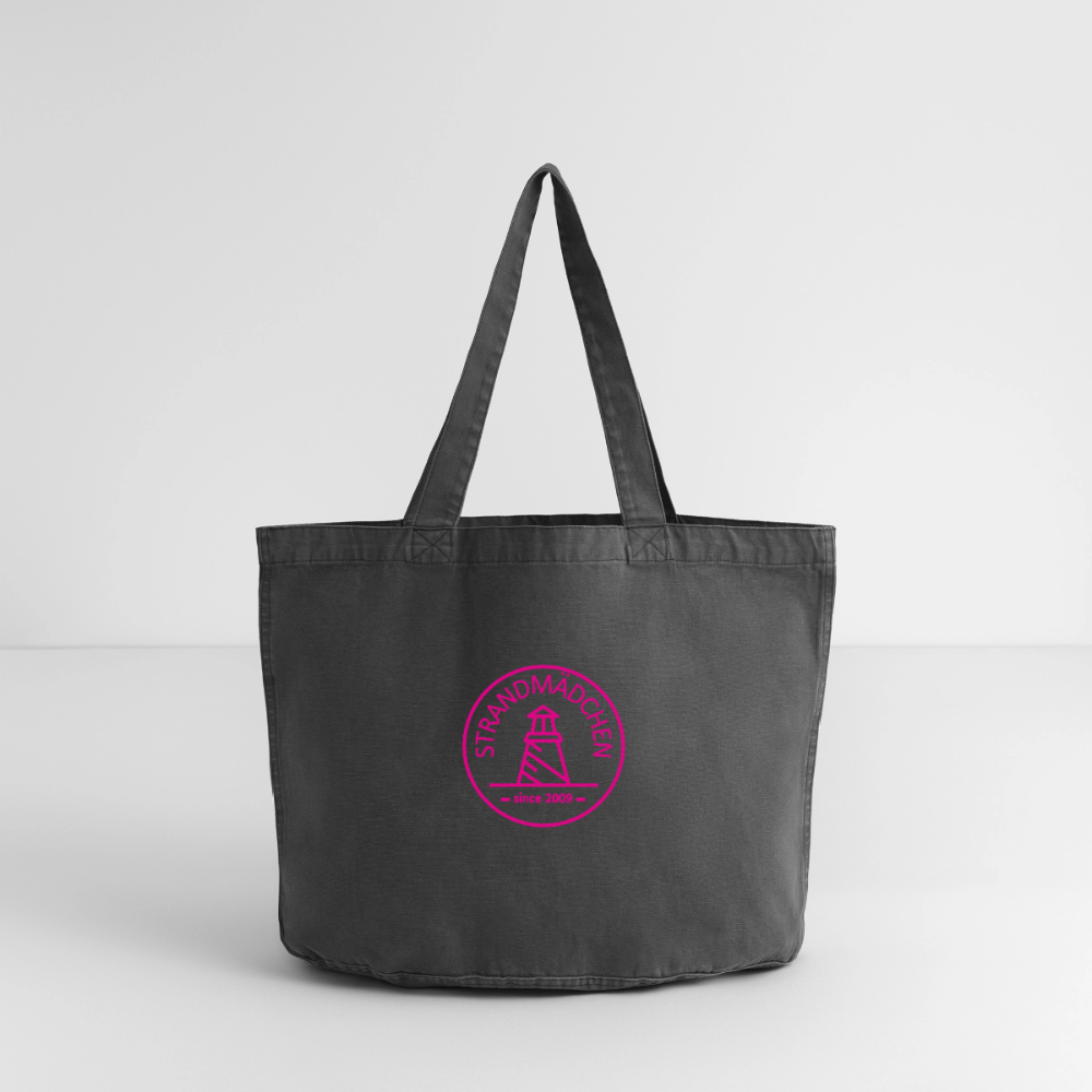 Vintage-Washed Shopper STRANDMÄDCHEN - Vintage Schwarz