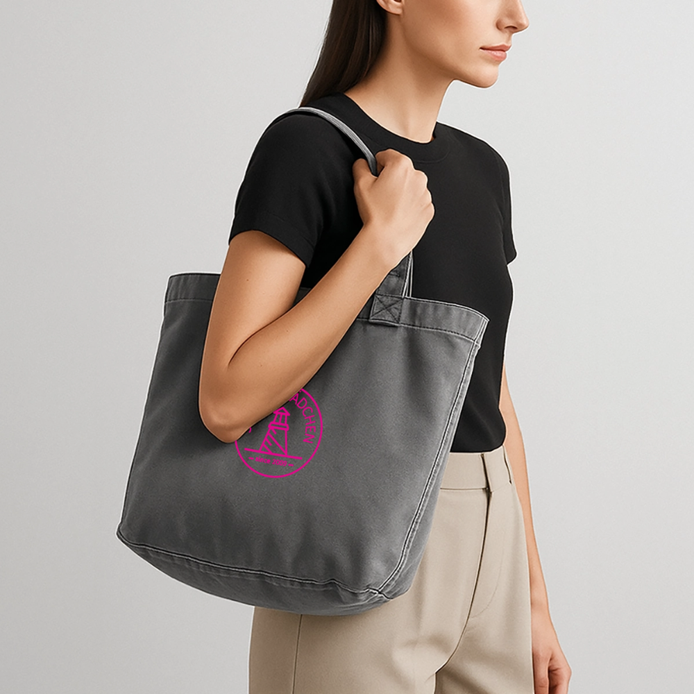 Vintage-Washed Shopper STRANDMÄDCHEN - Vintage Schwarz