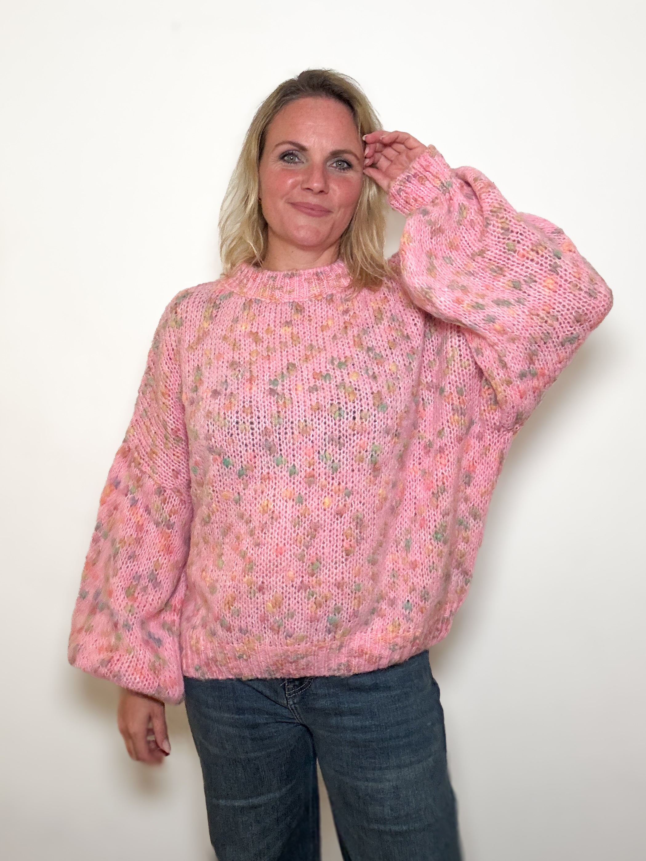 Oversize Strickpulli mit Bouclé