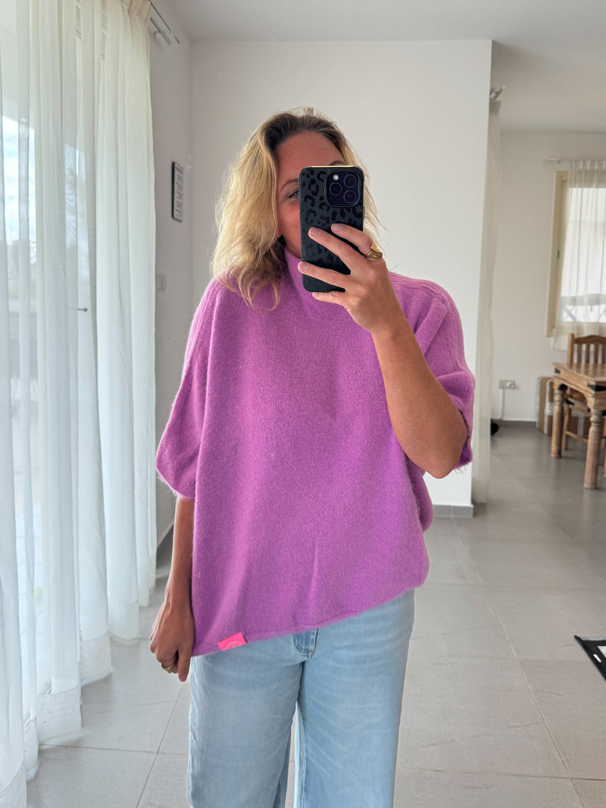 Oversize Poncho-Pulli mit Alpaka