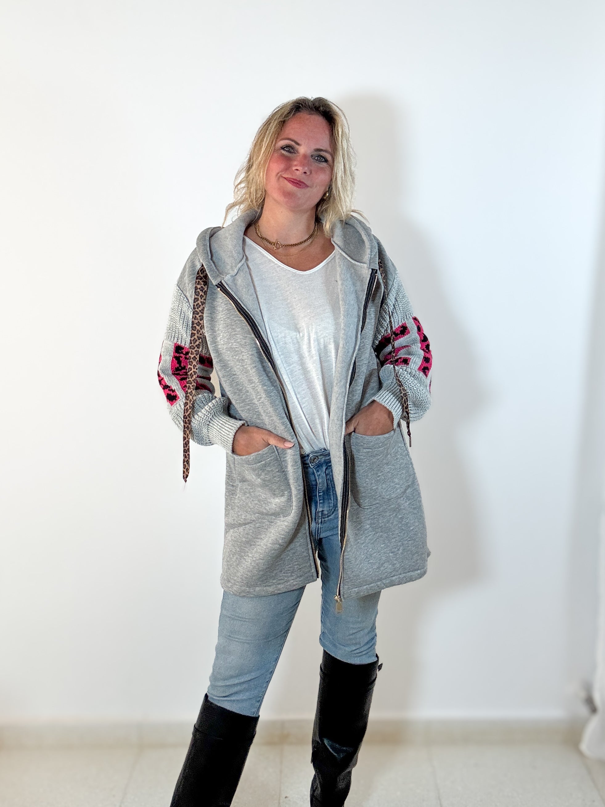 Sweatjacke mit Strickarm