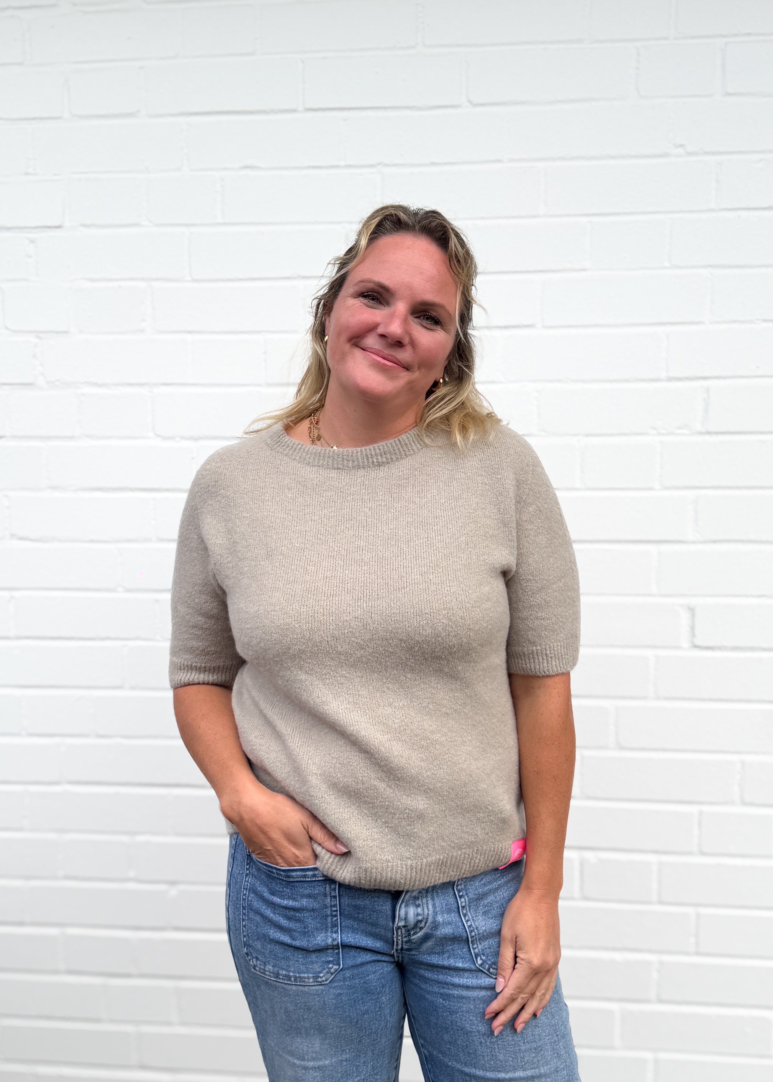 Alpaka Pulli mit Halbarm