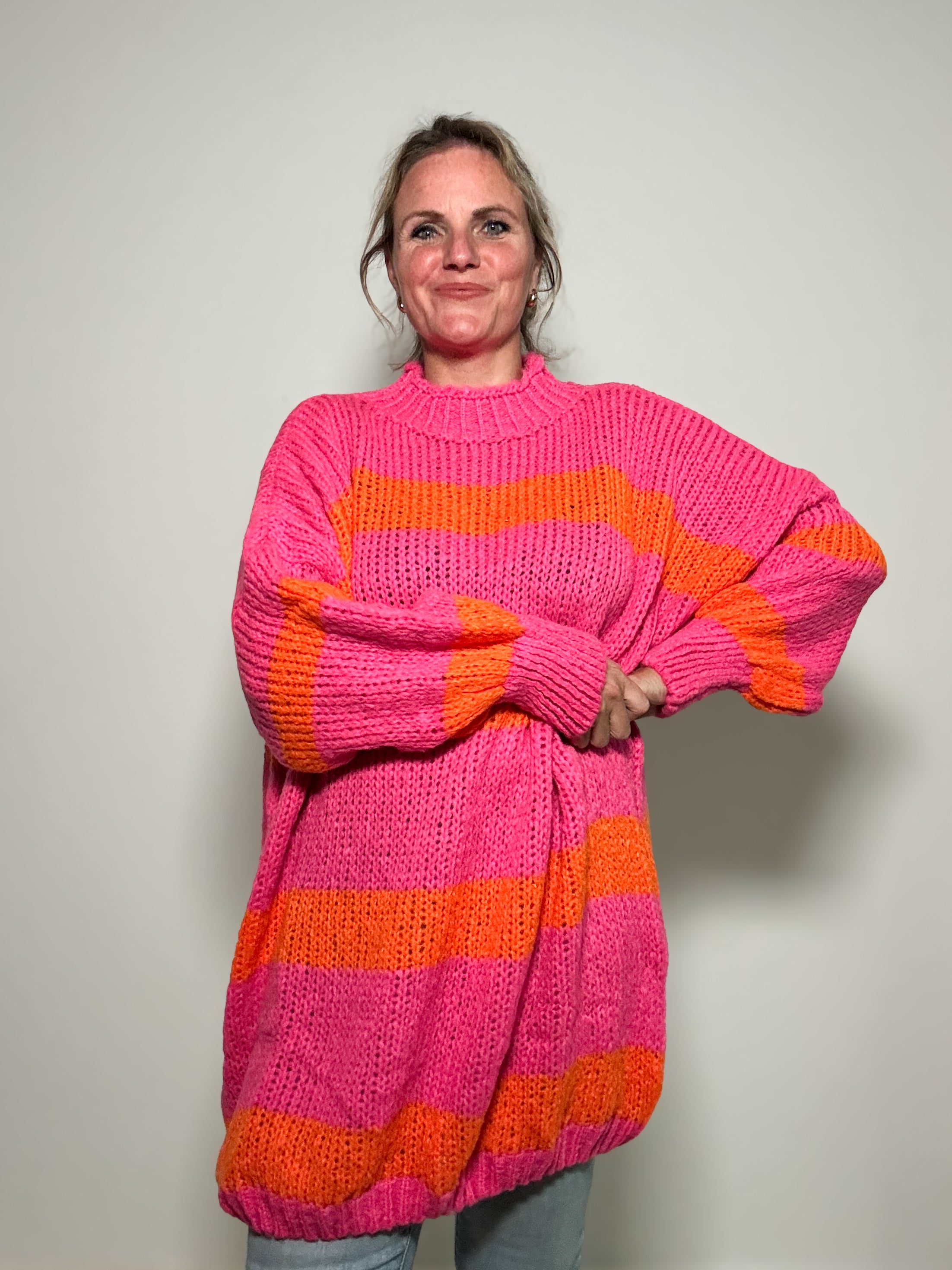 Oversized Blockstreifen-Strickpulli