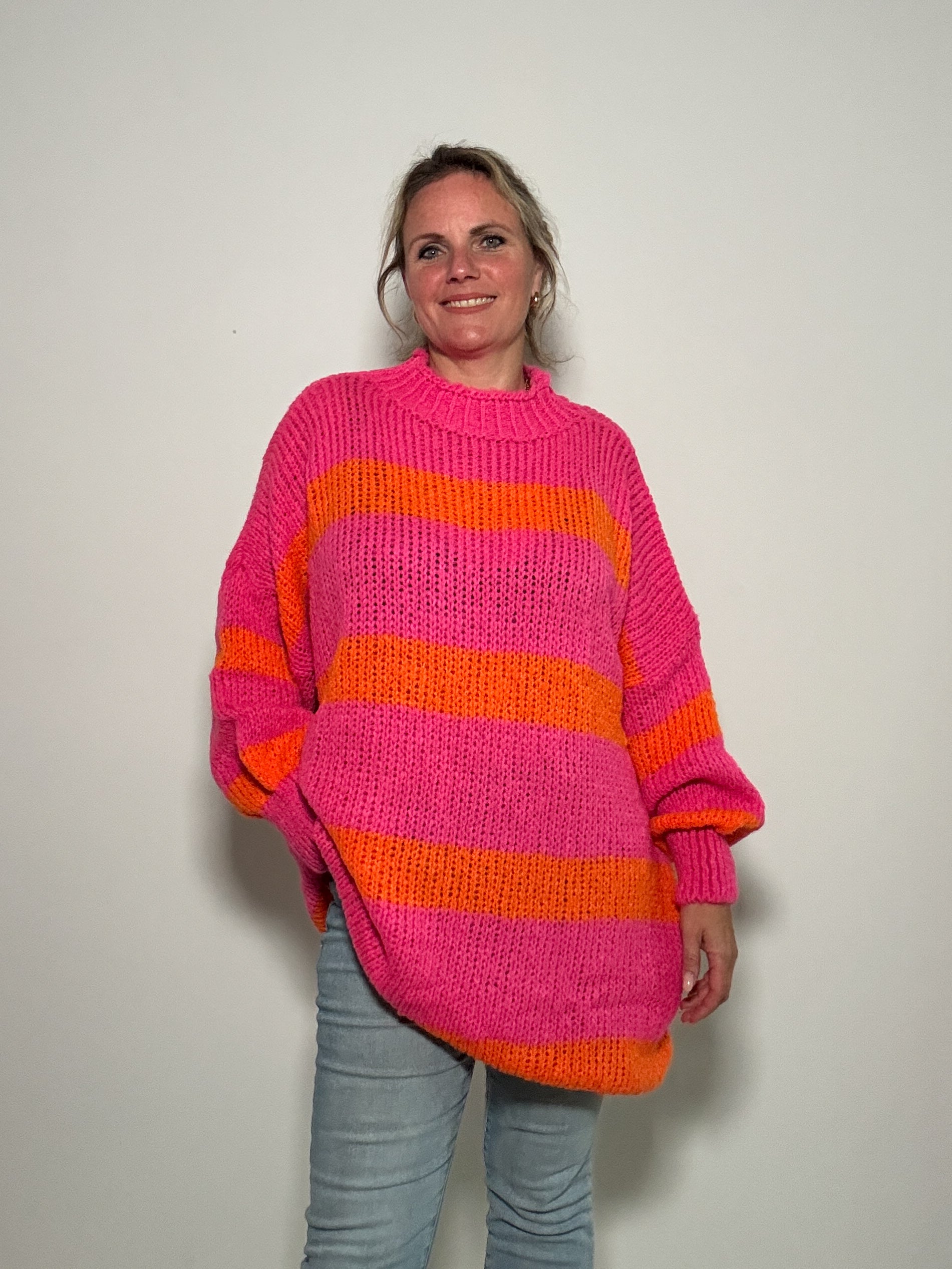 Oversized Blockstreifen-Strickpulli