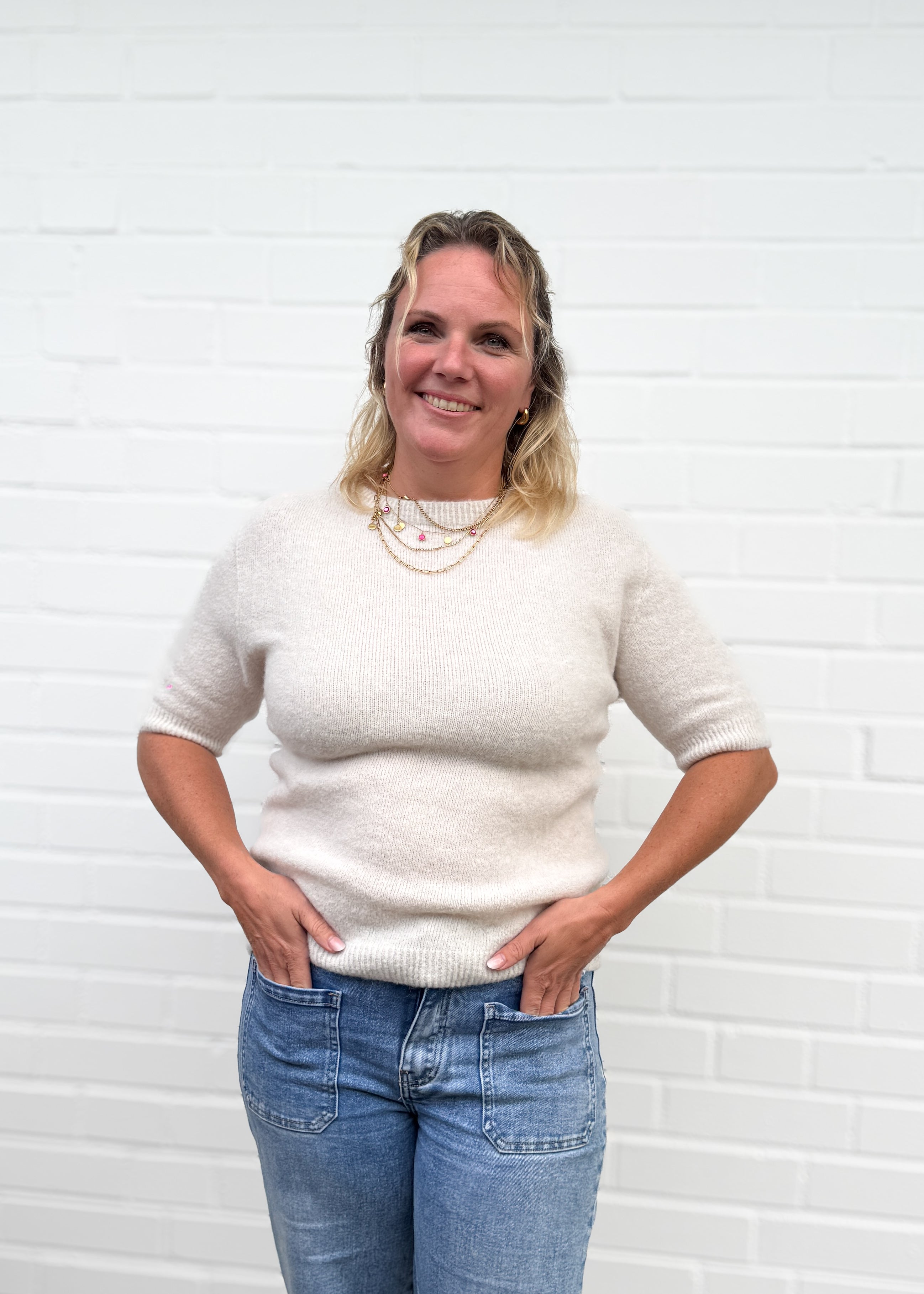 Alpaka Pulli mit Halbarm
