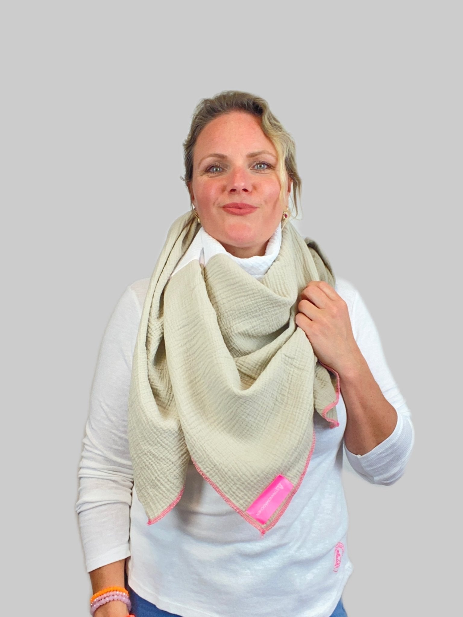Musselin Viereckstuch 3 Farbig