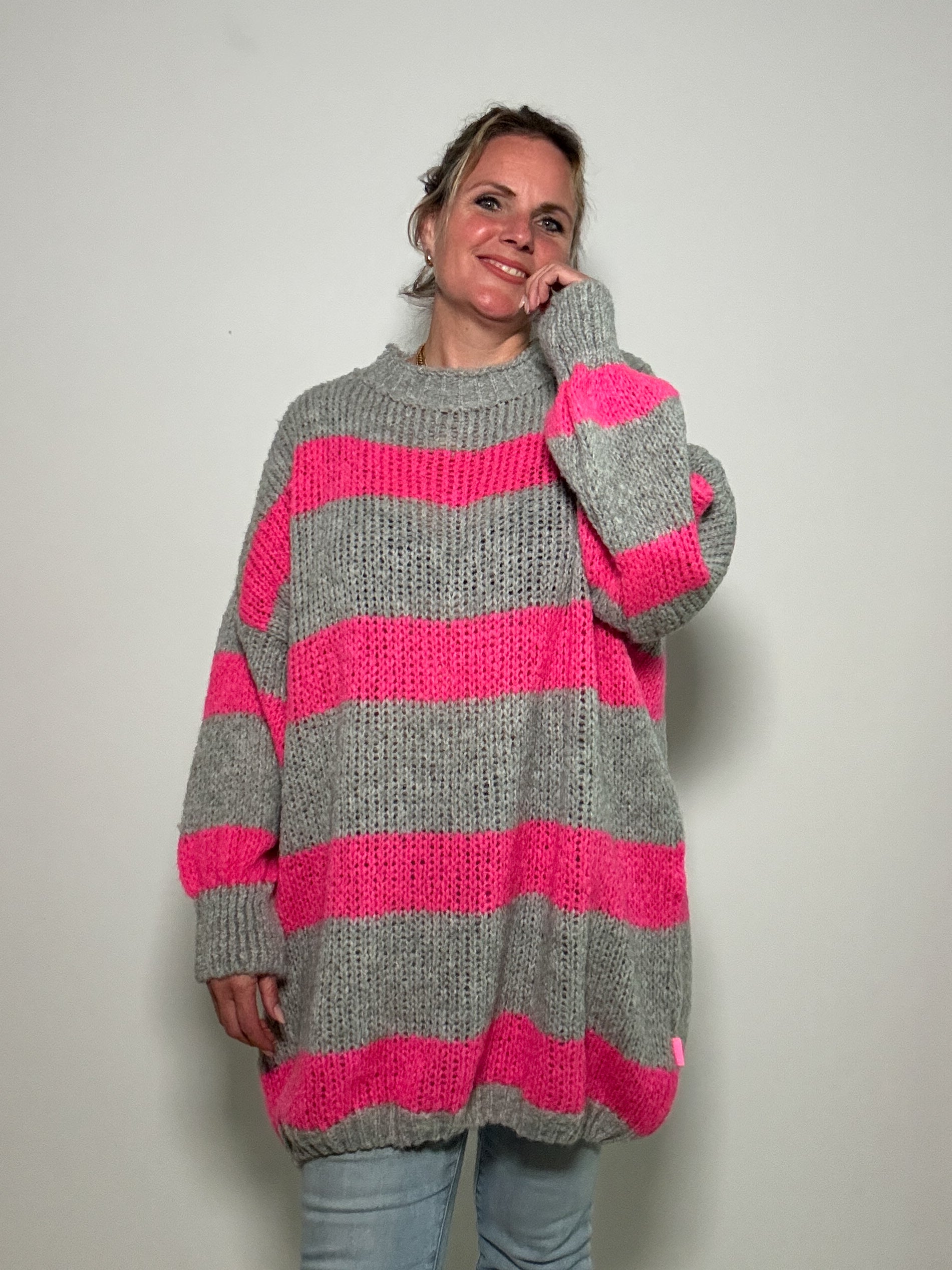 Oversized Blockstreifen-Strickpulli