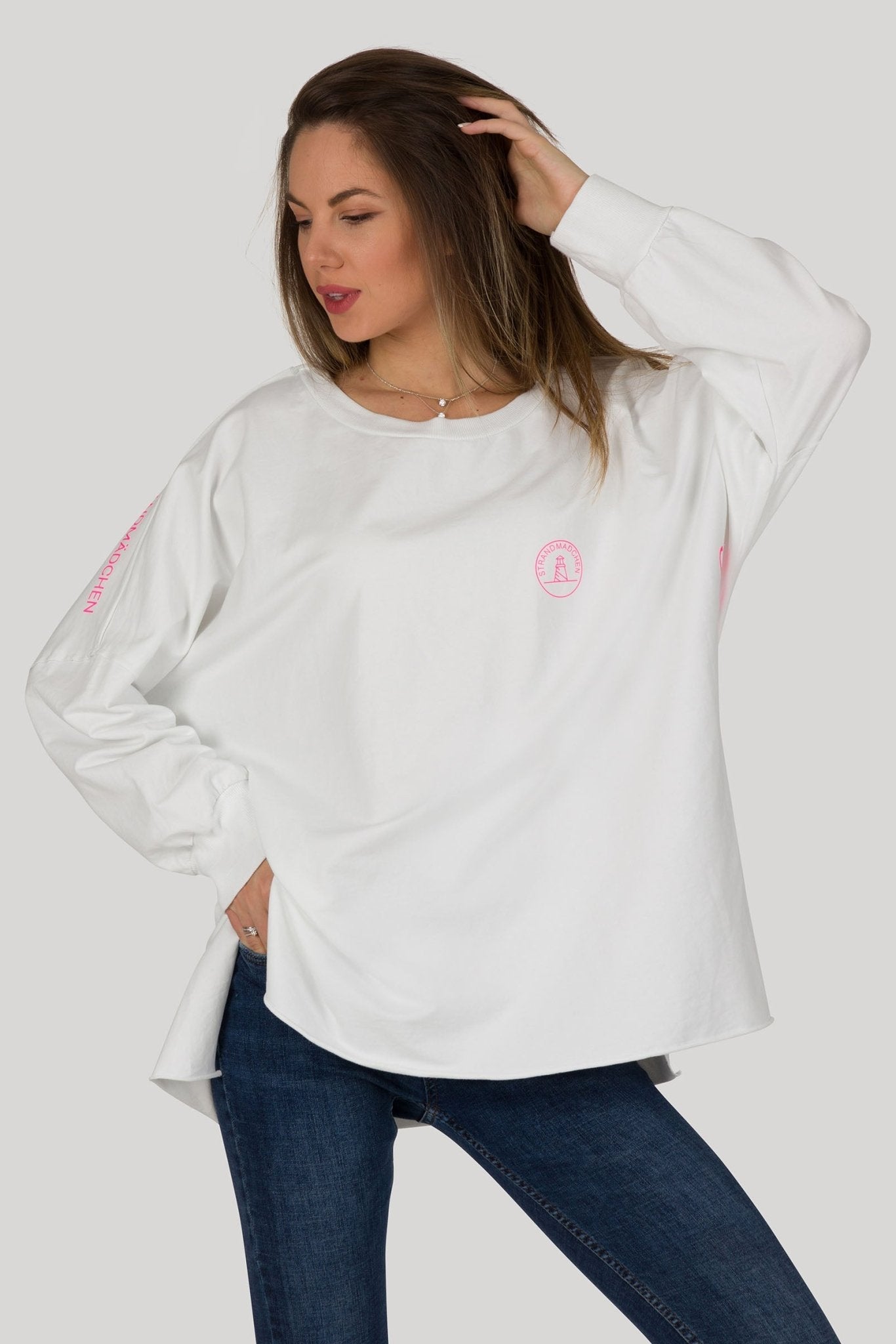 Oversized Sweatshirt Logo, weiß