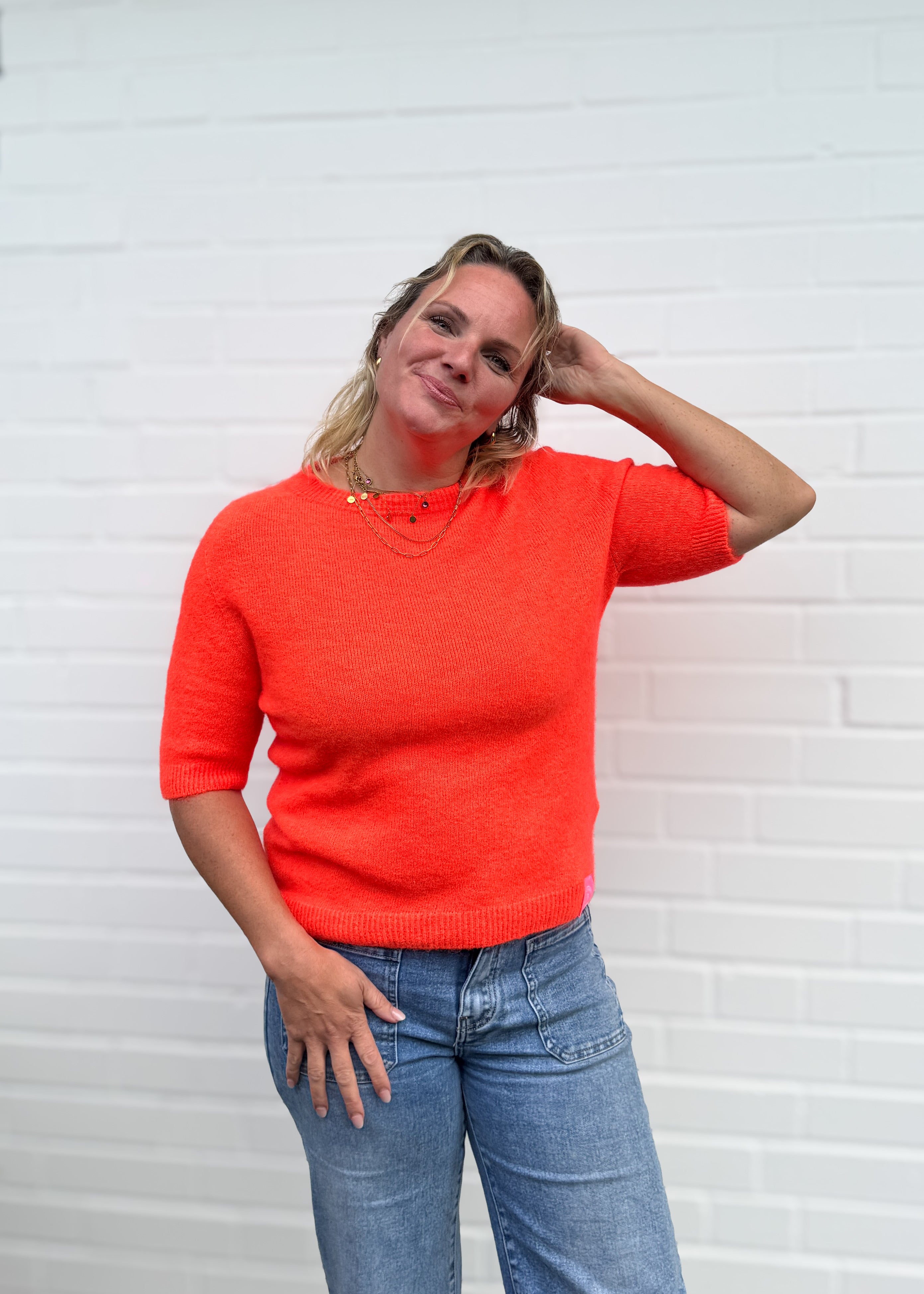 Alpaka Pulli mit Halbarm