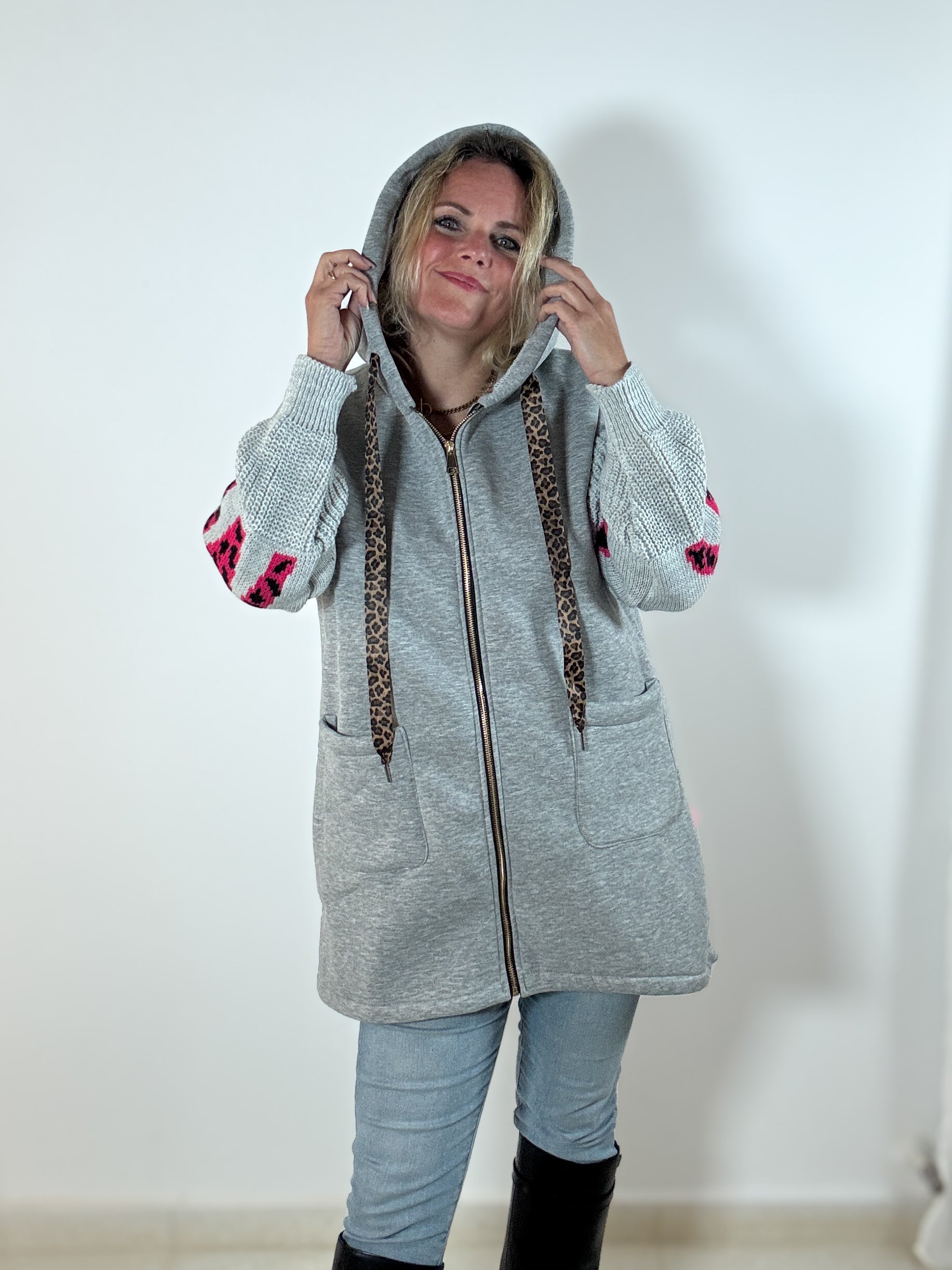 Sweatjacke mit Strickarm