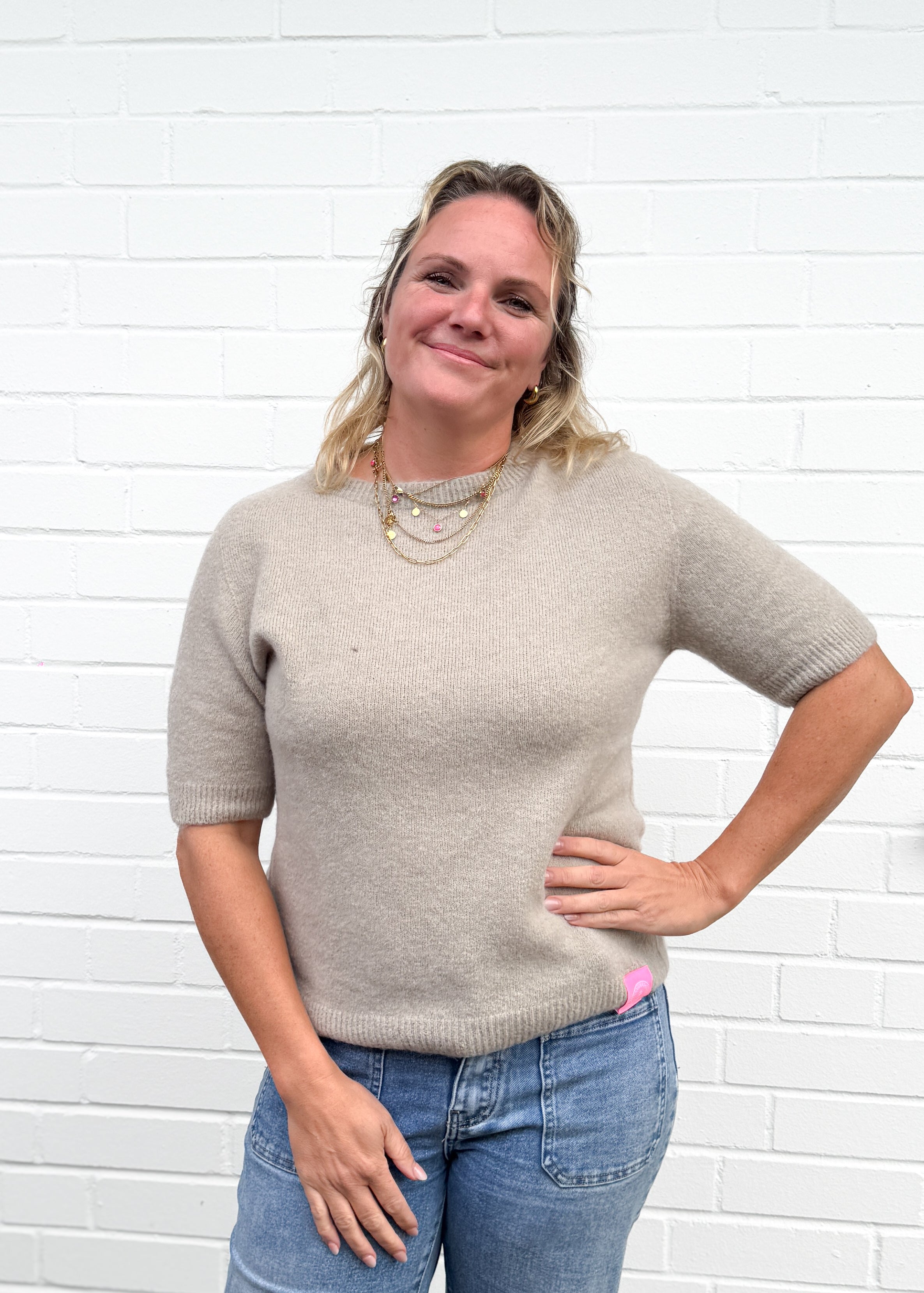 Alpaka Pulli mit Halbarm