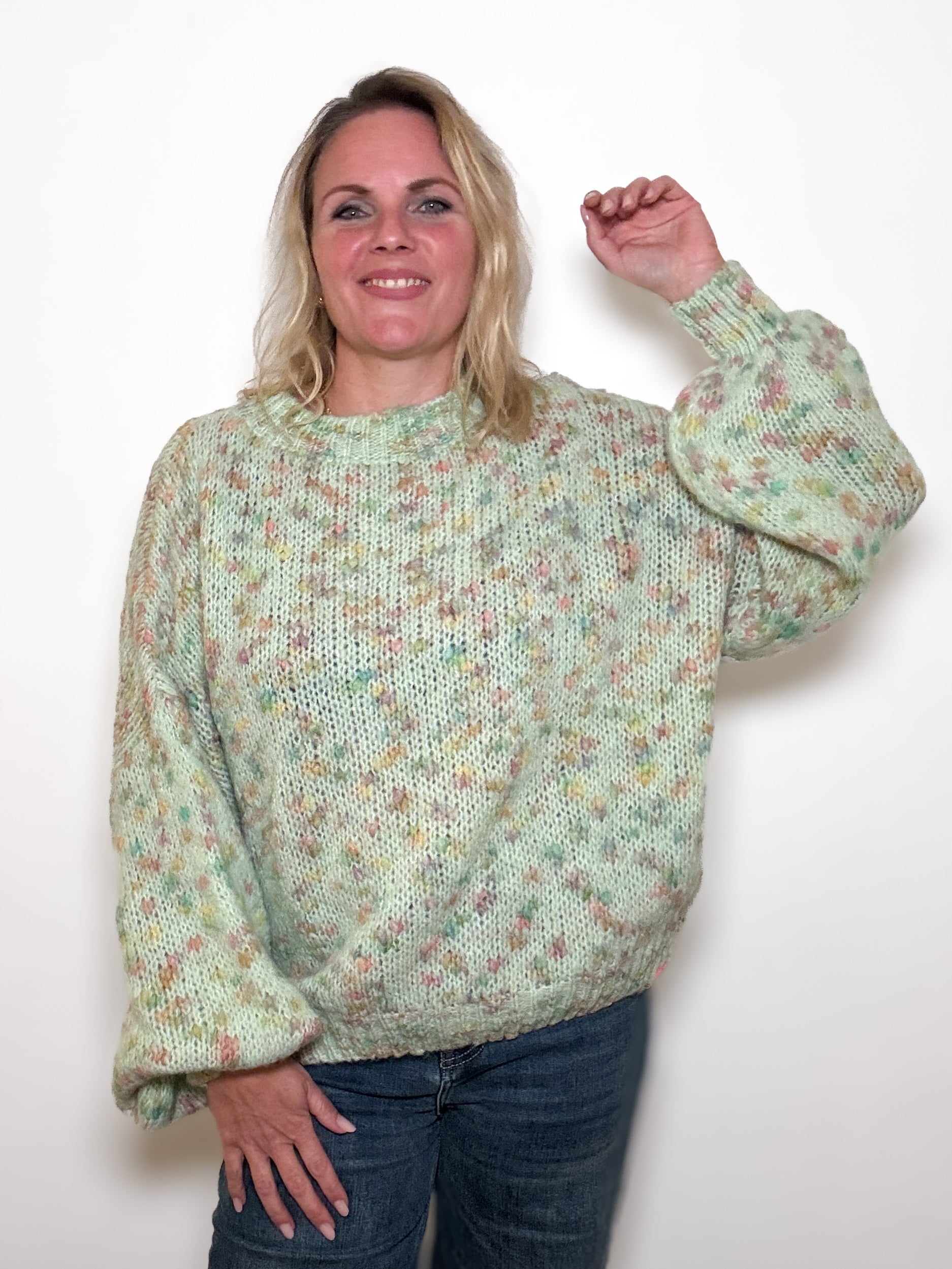 Oversize Strickpulli mit Bouclé