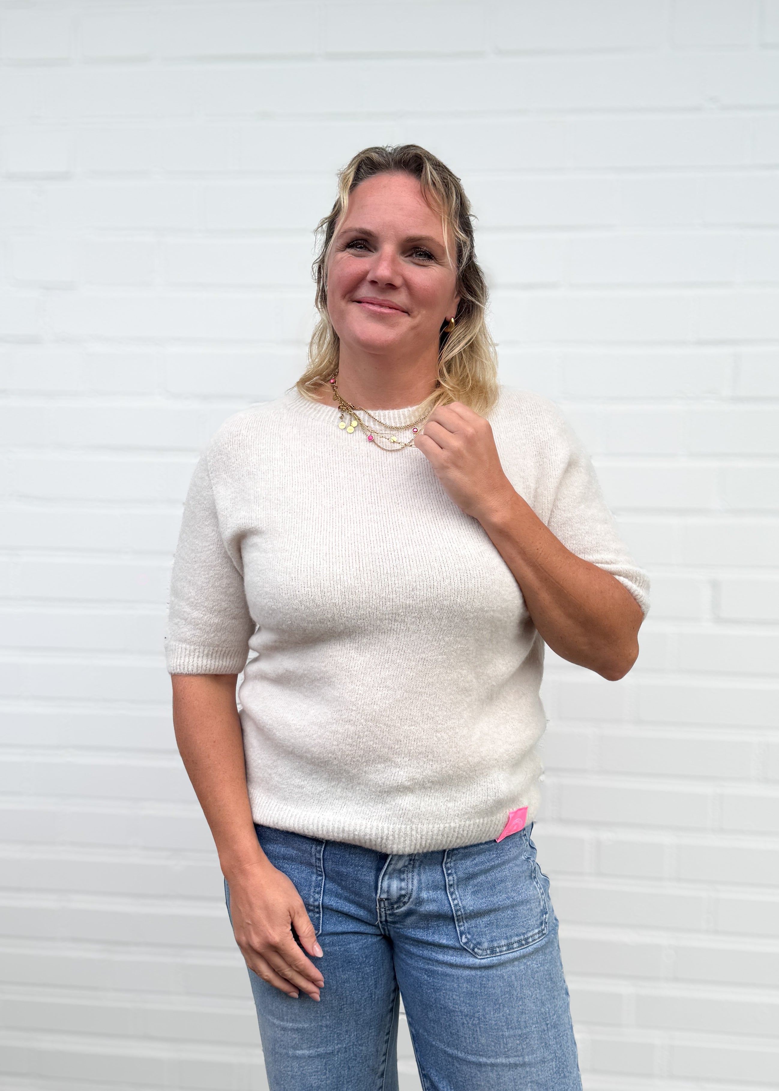 Alpaka Pulli mit Halbarm