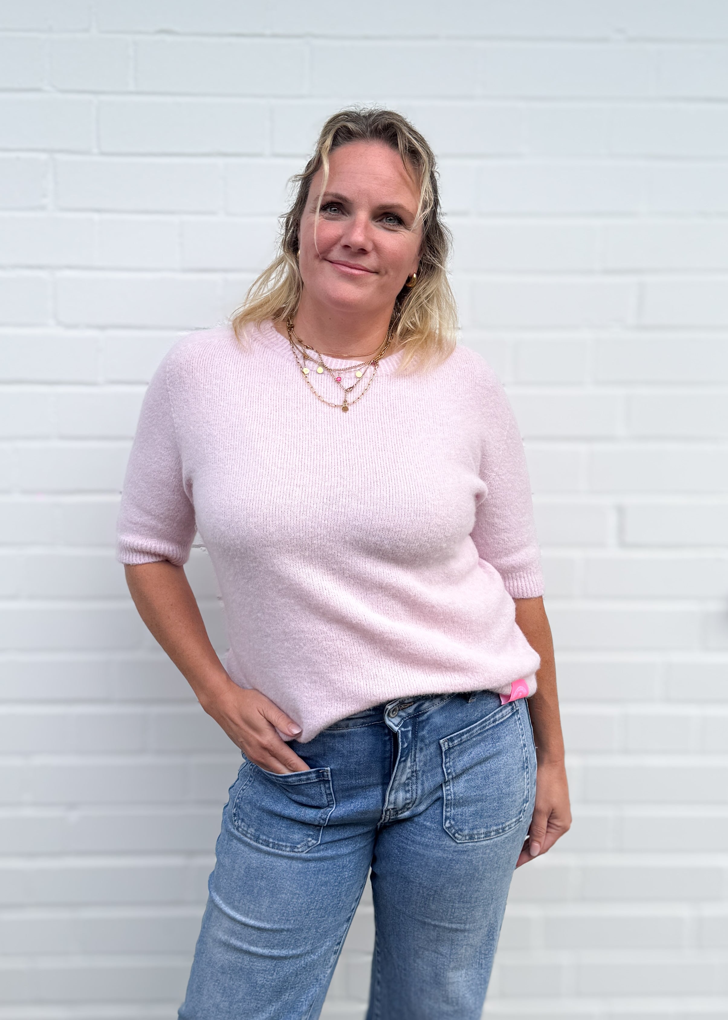 Alpaka Pulli mit Halbarm