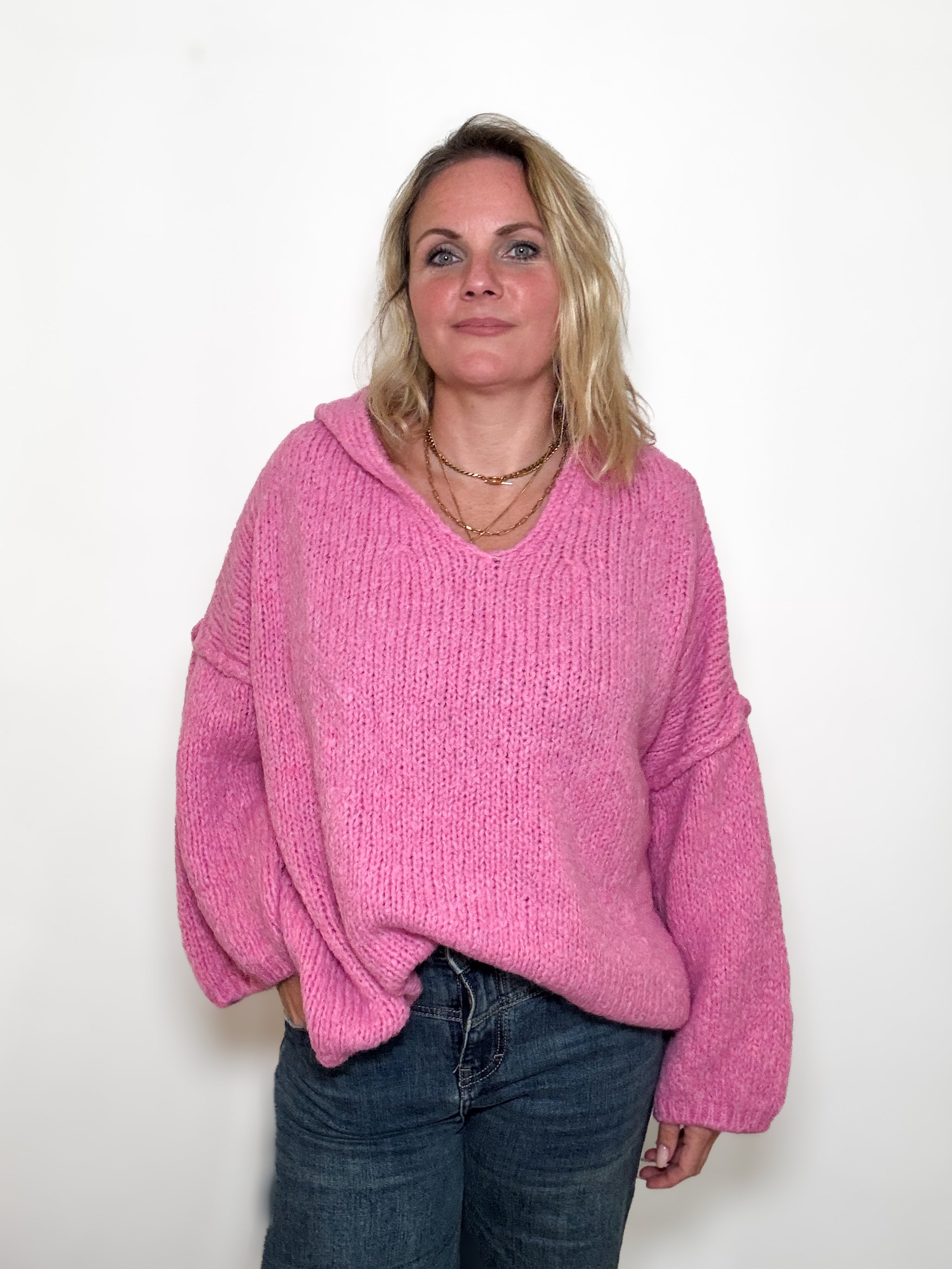 Strickpulli mit Kapuze