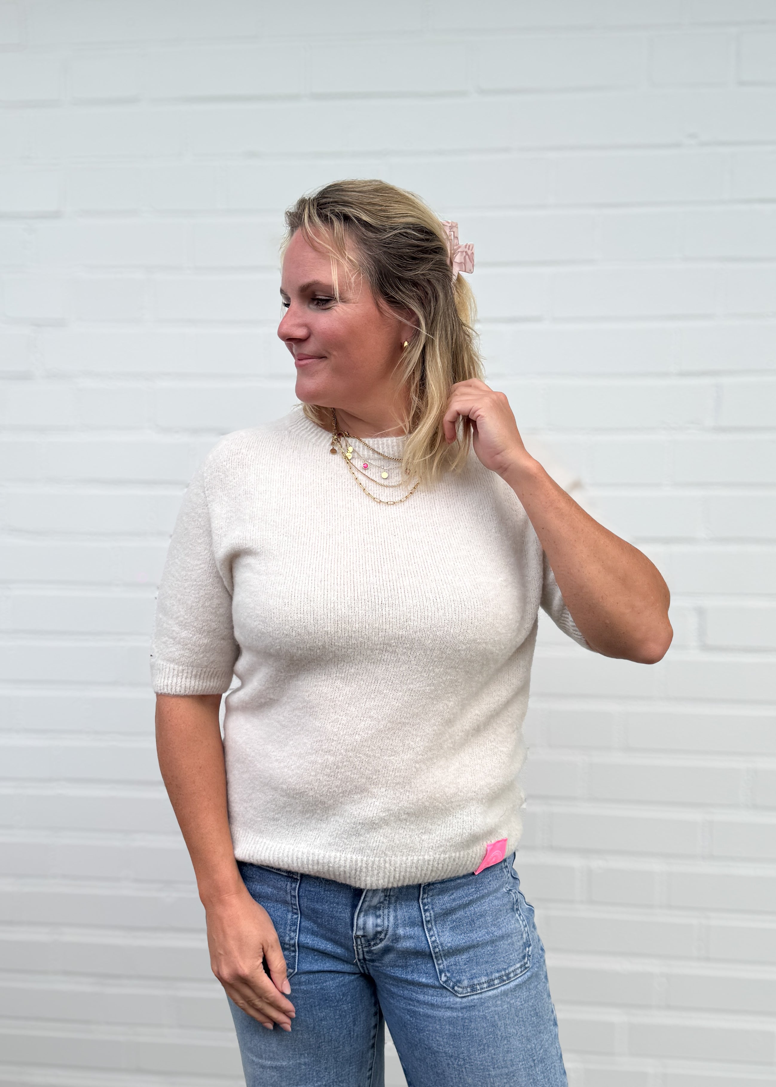 Alpaka Pulli mit Halbarm