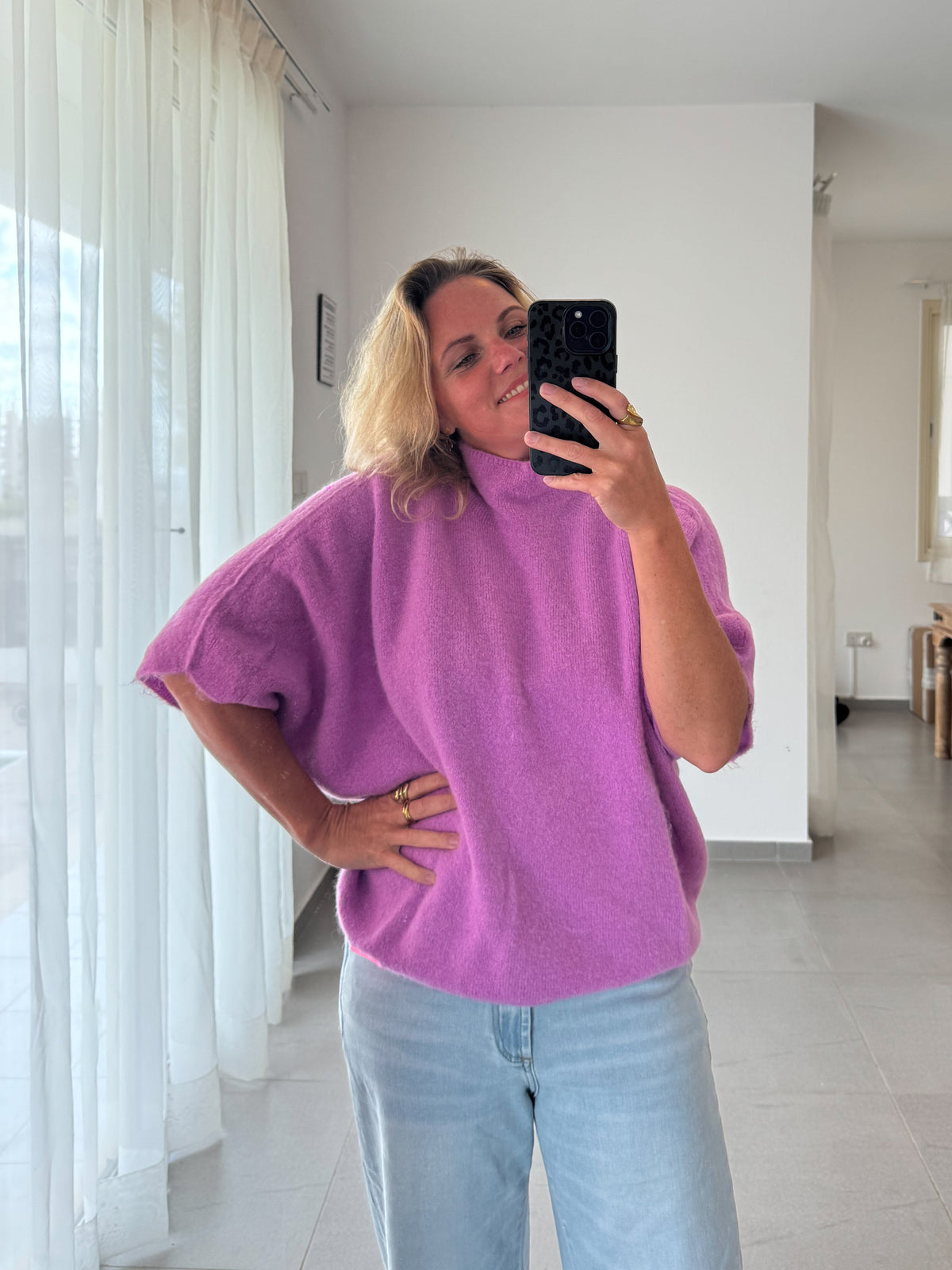 Oversize Poncho-Pulli mit Alpaka