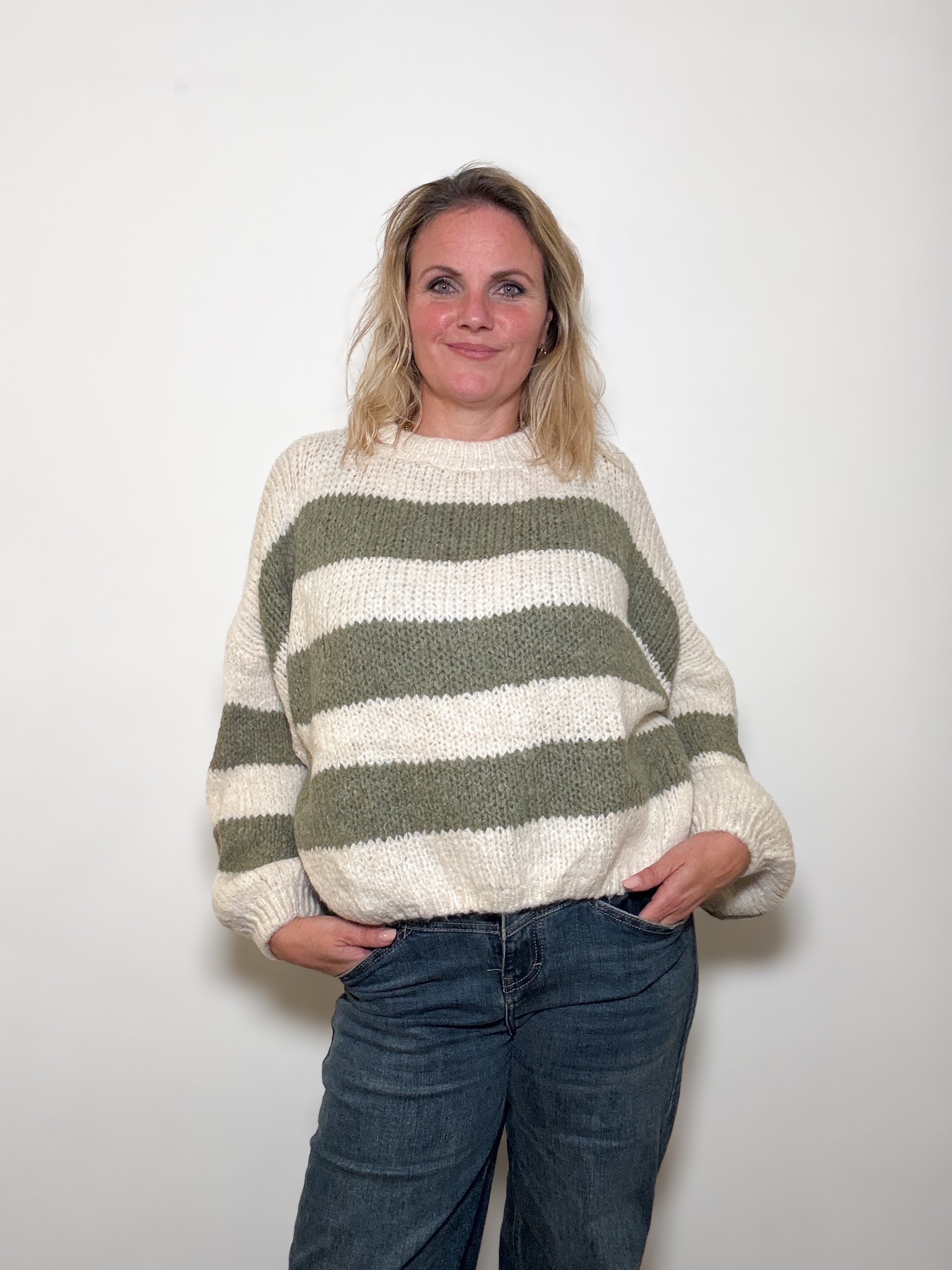 Oversize Strickpulli BLOCKSTREIFEN