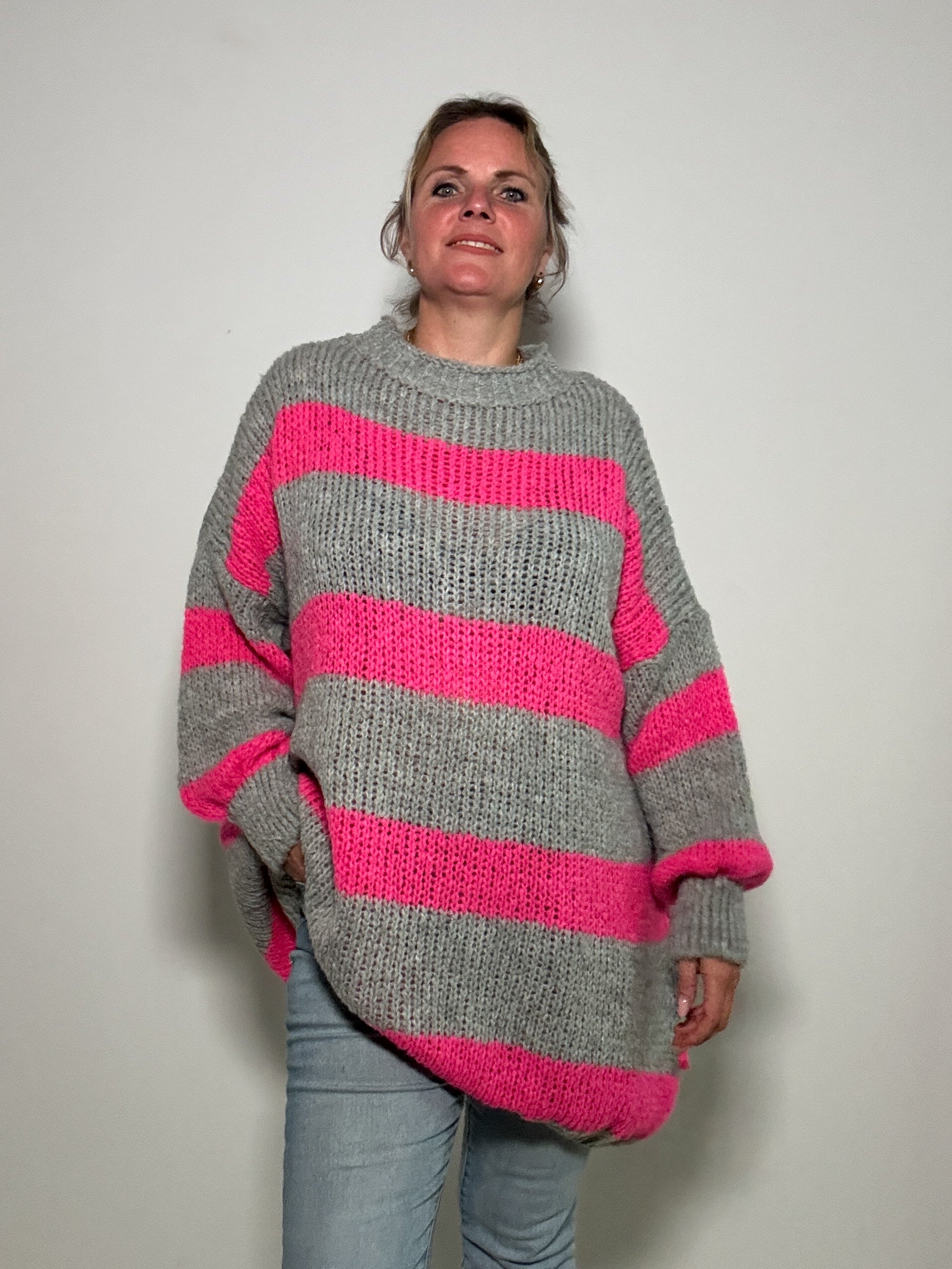 Oversized Blockstreifen-Strickpulli