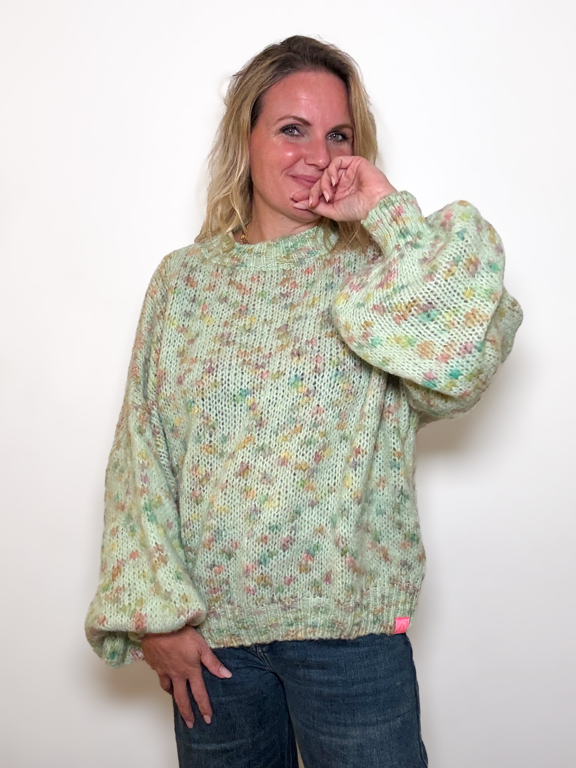 Oversize Strickpulli mit Bouclé