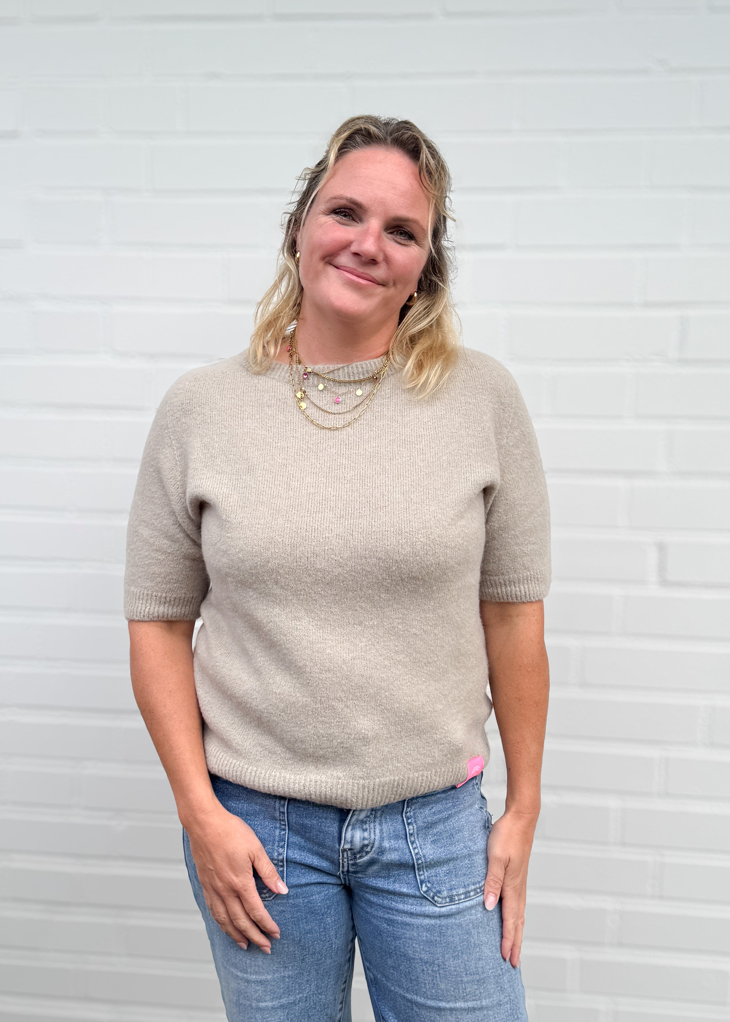 Alpaka Pulli mit Halbarm